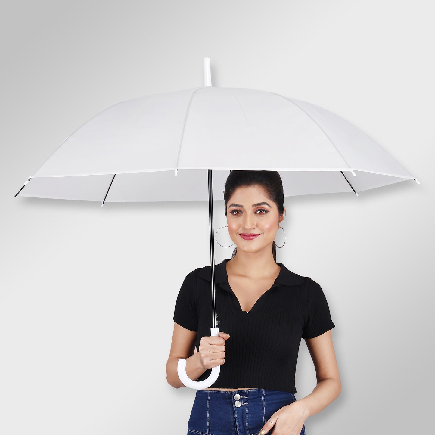 SNOW | Automatic Open Straight Fashion Umbrella (White)