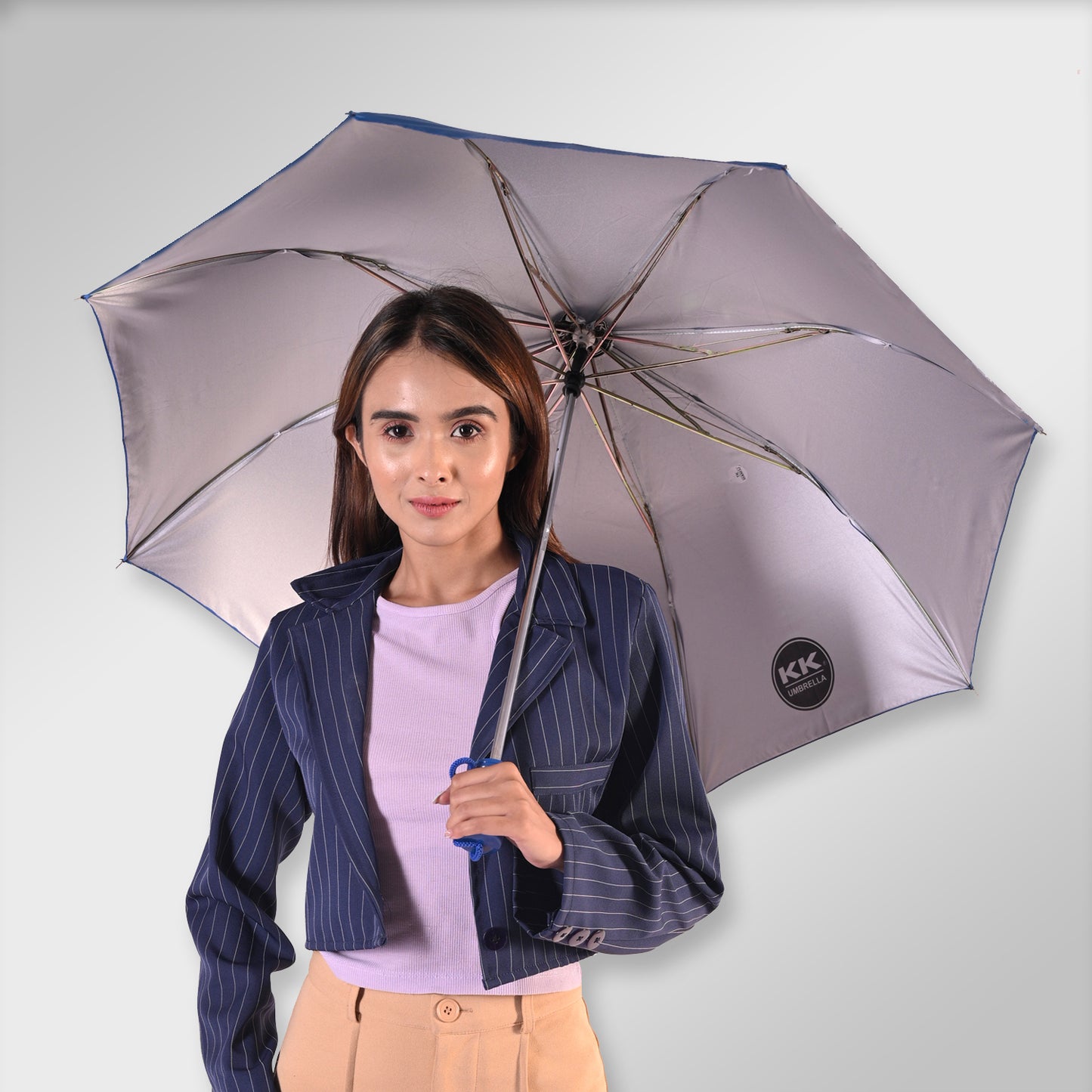 METRO (Mono-Silver) | Manual Open 2-Fold Umbrella - Compact and Vibrant (Available in Various Colours)