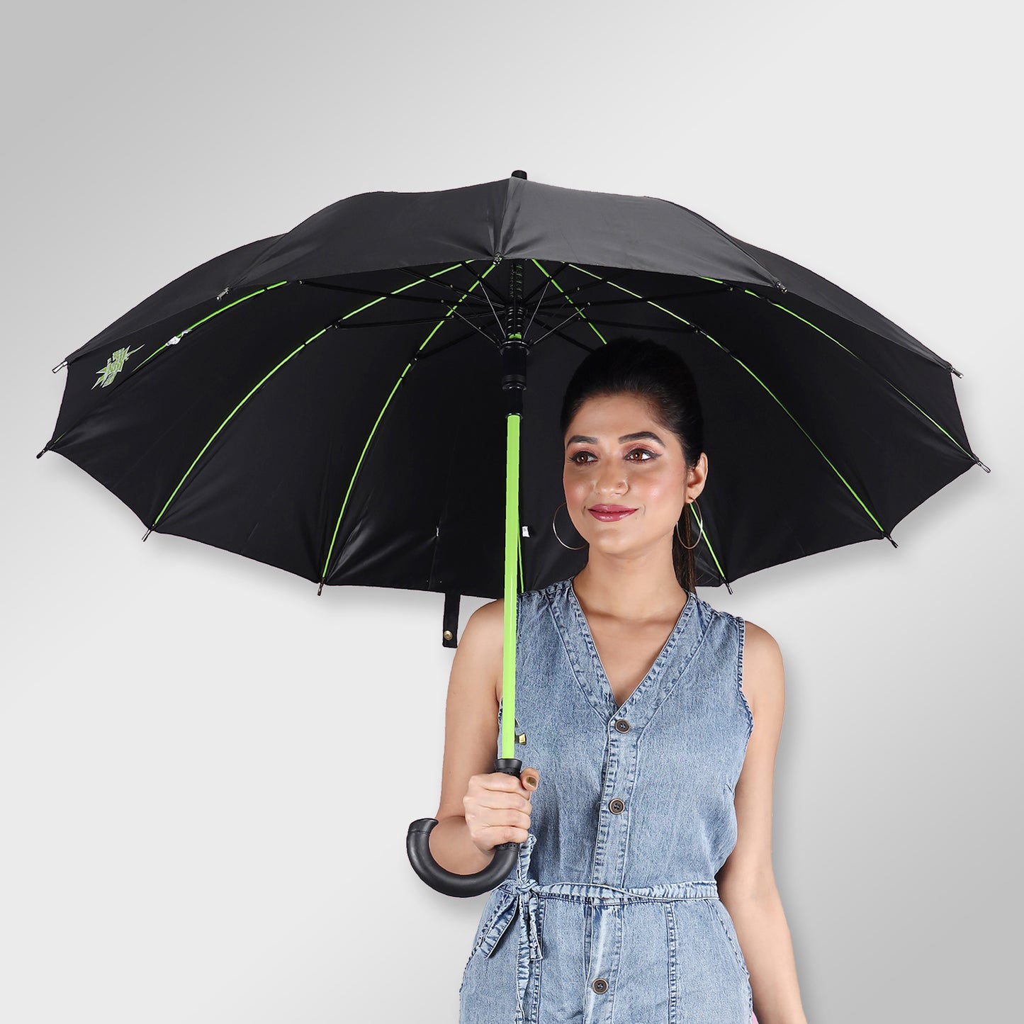 SUPERSTAR (Black Canopy, Coloured Frame) | Automatic Open Straight Fashion Umbrella – Durable & Stylish (Available in Various Colours)