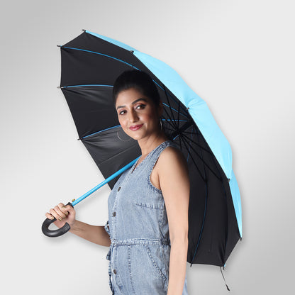 SUPERSTAR MONO-BLACK | Automatic Open Straight Fashion Umbrella – Colour-Matched Frame & Durable Design (Available in Various Colours)